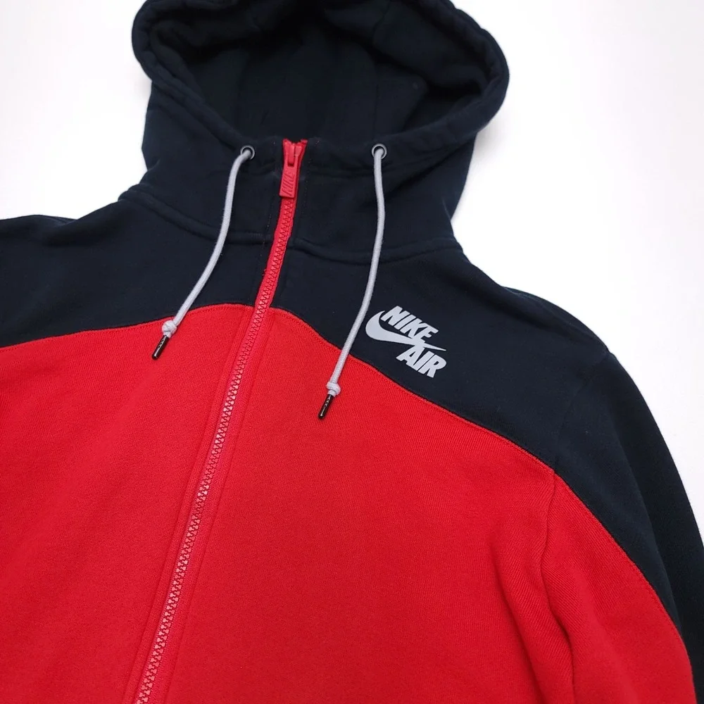 Vintage Nike Air Red Tag Men's Size Large Zip Up Black Hoodie Jacket Y2K READ‎